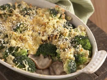 Gegratineerde broccoli met shiitake